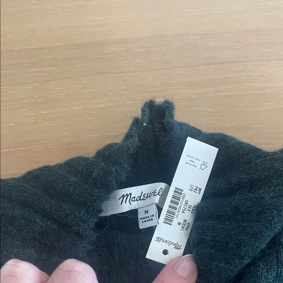 Madewell Dark Green Ribbed Mock Turtleneck Sweater M - Picture 2 of 3